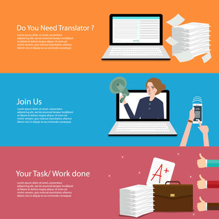 translation services order and get good result banner set vectorのイラスト素材