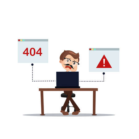 error 404 people cartoon laptop frustrated vector