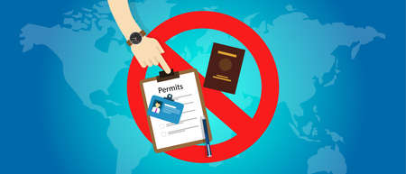 immigration travel ban USA United States of America detention from country passport permitのイラスト素材