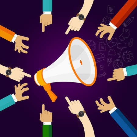 marketing collaboration in business communication and public relation media announcement. concept of teamwork and participationのイラスト素材