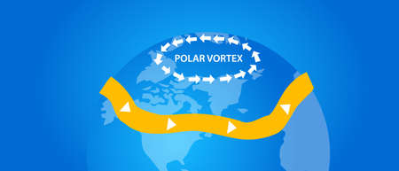 polar vortex illustration globe wind directionのイラスト素材