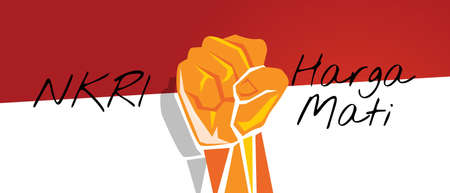 NKRI harga mati hand fist arm Indonesia flag red whiteのイラスト素材