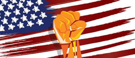 USA America independence hand fist in with flag concept illustration of nationalism patriotism