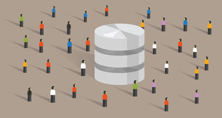 database big data server web hosting people crowd shared together vector