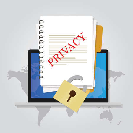 privacy online document locked data security protectionのイラスト素材