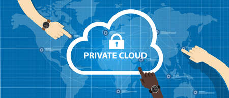 private cloud within a company icon of secure data store hand managing vector
