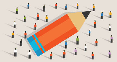 pencil concept of education crowd working together learning study strength as a team unity helping multiculturalのイラスト素材