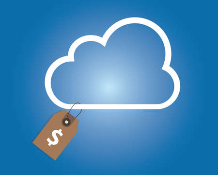 Cloud service pricing dollar price tag money symbol online technology.のイラスト素材