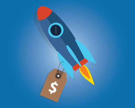 start-up company valuation price sell rocket symbol launched business vectorのイラスト素材