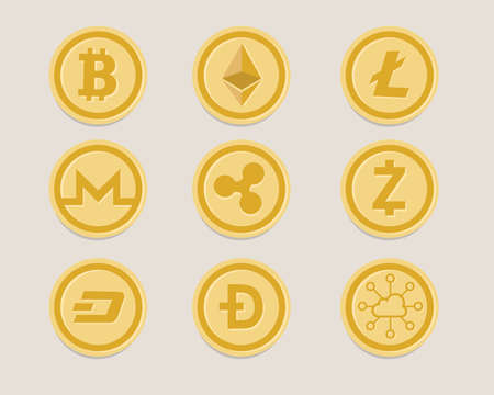 A crypto currency coin set vector illustration.のイラスト素材