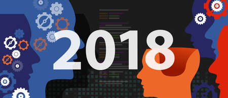 2018 new year resolution and target head thinking future industry technology vector