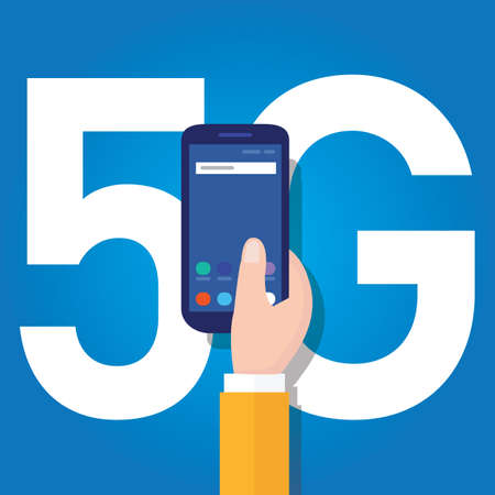 5g phone technology connect worldwide. Smart and 5th generation network concept. Fast internet vector illustrationのイラスト素材