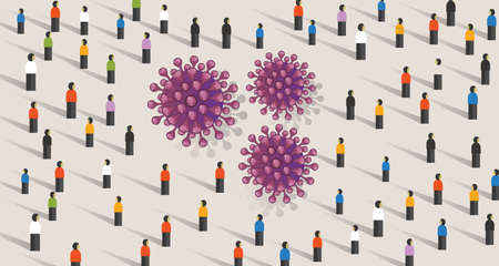 virus epidemic transmission crowd of people contagious transmissionのイラスト素材