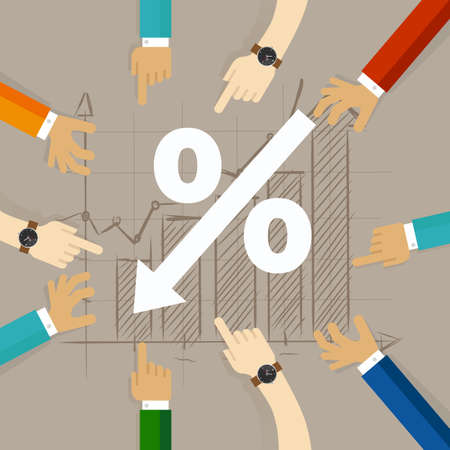 Negative interest rates in investment financial recession. Crisis monetary policy number below zero growthのイラスト素材