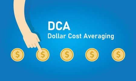 Dollar cost averaging DCA method to invest or saving periodically each month for mutual fundのイラスト素材