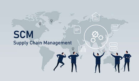 Logistic world wide commerce Supply chain management delivery inventory industryのイラスト素材