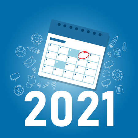 marking calendar for 2021 target event new year realization special dateのイラスト素材