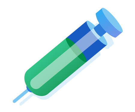 icon of syringe needle disposable injection tools medical for vaccination drug medication symbol green and blue objectのイラスト素材