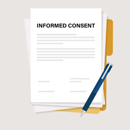 informed consent document signing agreement before hospital treatment procedure paper workのイラスト素材