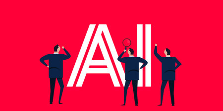 AI artificial intelligence large big text concept bright red colorのイラスト素材