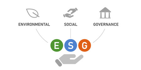 ESG Environmental Social Governance hand icon conceptのイラスト素材