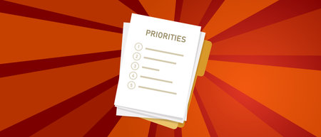 Priority list of priorities important task first prioritize to do action agendaのイラスト素材