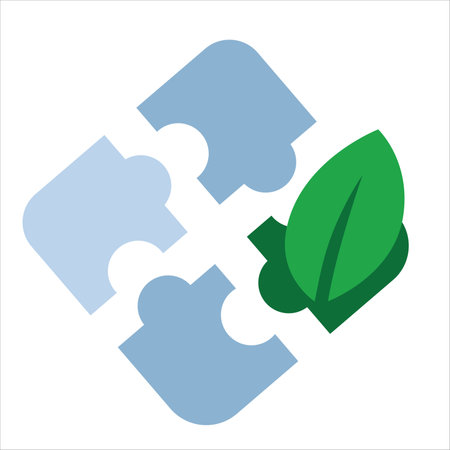 Jigsaw pieces with green leaves symbol icon illustration of element aspect in environmental friendly ecologyのイラスト素材