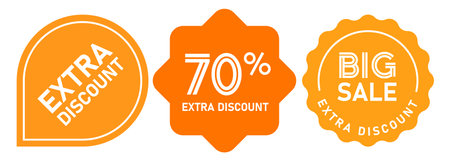 extra discount 70 percent big sale yellow orange label stamp sign sticker round yellow orangeのイラスト素材