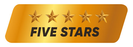 Five stars emblem badge seal golden design isolated
