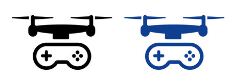 Remote controller for drone icon set black and blue color simple unmanned aerial vehicleのイラスト素材
