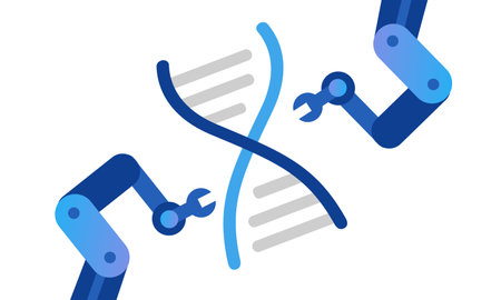 Gene editing modification of DNA genome CRISPR robot arm precision technologyのイラスト素材