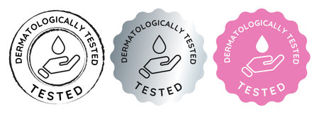 dermatologically tested dermatology skin care tag emblem sticker for packaging dermatologist approvedのイラスト素材