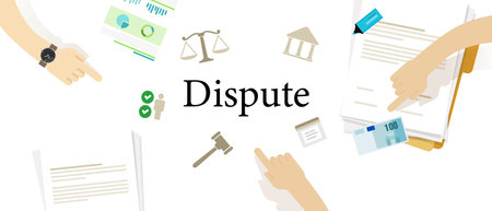 Dispute and conflict resolution mediation concept in law legal disputesのイラスト素材