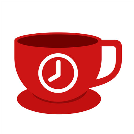 Coffee break waiting icon illustration cup glass and clock take a break countdown quick time conceptのイラスト素材