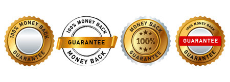 money back guarantee gold emblem seal badge label sticker business marketing customer serviceのイラスト素材