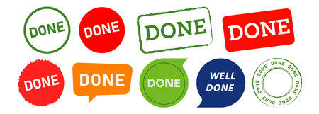 done square circle stamp and speech bubble label sticker sign accept finishedのイラスト素材