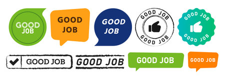 good job stamp and speech bubble label sticker sign for motivation inspirationのイラスト素材