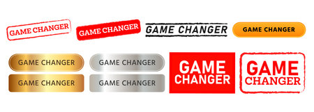 game changer rectangle button and square rubber stamp design label stickerのイラスト素材