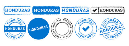 honduras rectangle and circle stamp label sticker sign for country national state geographyのイラスト素材