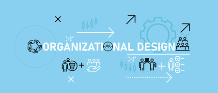 Organizational Design conceptual work organization teamwork relation job network connection development hierarchy performance group people group design icon concept outlineのイラスト素材
