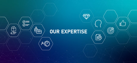our expertise icons representing professional skills knowledge management consulting and corporate...
