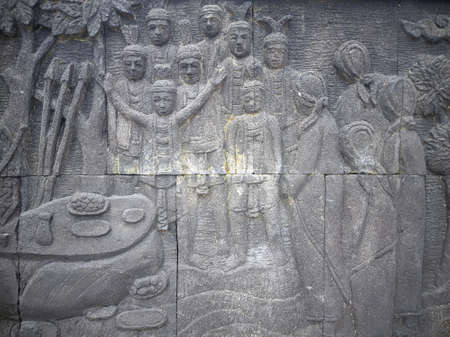 wall relief detail in downtown parkの写真素材