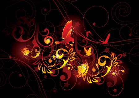 Decorative vector composition on a dark backgroundのイラスト素材