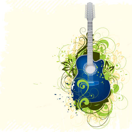 Dark blue guitarのイラスト素材