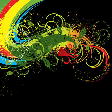 Vegetative composition on a dark backgroundのイラスト素材