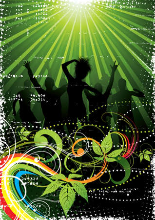 Musical background with people with a vegetative composition in the foregroundのイラスト素材