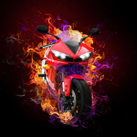 Fiery motorcycleの写真素材