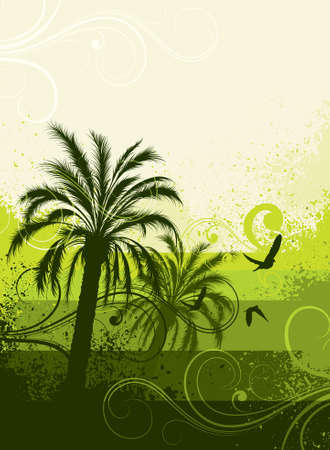 Green palm treesのイラスト素材