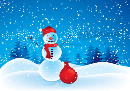 Snowmen with a bagのイラスト素材