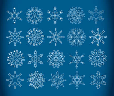 Collection of snowflakes on a dark blue backgroundのイラスト素材
